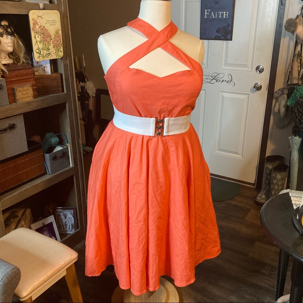NWT UNIQUE VINTAGE PANTONE LIVING CORAL 👗 2X/18 - Picture 11 of 11